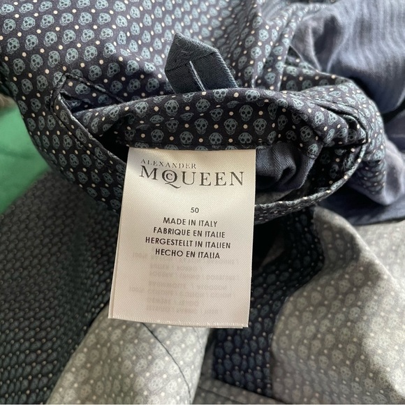 Alexander McQueen Blue Cotton Mini Skull-Print Blazer Jacket EUC Sz IT 50/US 40 - Picture 11 of 13